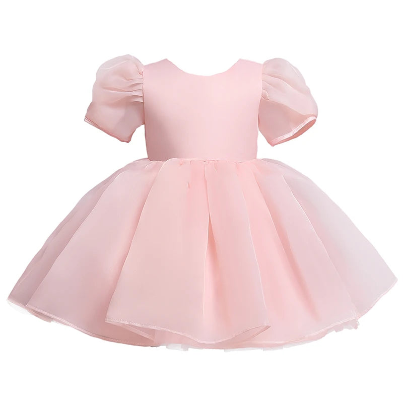 Girls White Cake Layers Dresses Kids Pull Sleeve Elegant Party Wedding Birthday Tutu Princess Vestidos Children Summer Clothes