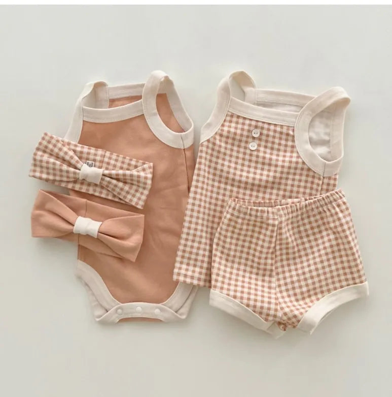 2024 New Baby Sleeveless Clothes Set Boy Girl Summer Thin Cotton Vest + Shorts 2pcs Suit Infant Outfits Toddler Breathable Set