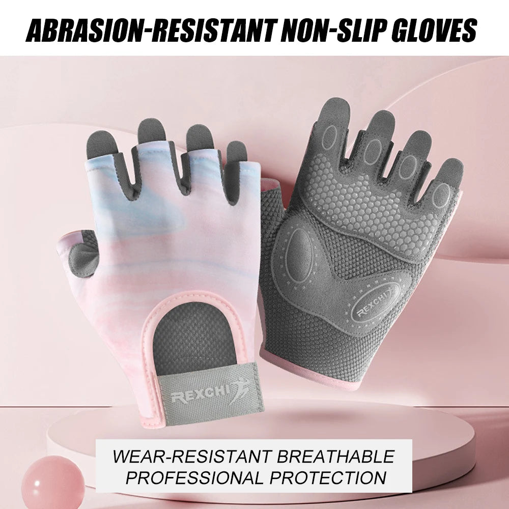 1Pair Workout Gloves Men Women Gym Lifting Fitness Climbing Exercises Work Out Wrist Belt Shock Absorb Foam Pad Palm Crossfit