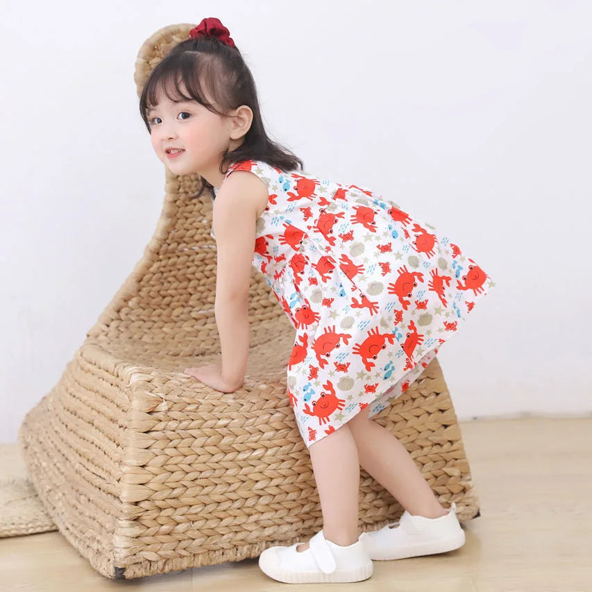 Girl Dress Cotton Summer Kids Clothes Girls Children Flower Dresses Sleeveless Princess Party Outfit Children's Clothing