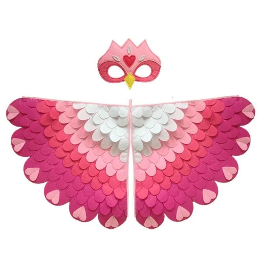Kids Cosplay Costume Stage Performance Owl Peacock Wings Bird Felt Cape with Mask for Girls Boys Halloween Party Cloak