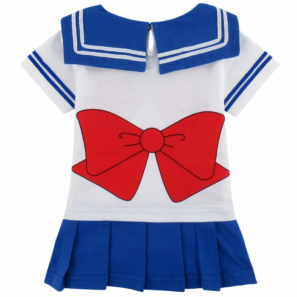 Baby Girls Sailor Moon Cosplay Costume Anime Short Sleeve Dress Infant Halloween Costumes Newborn Tsukino Usagi Cos Clothes