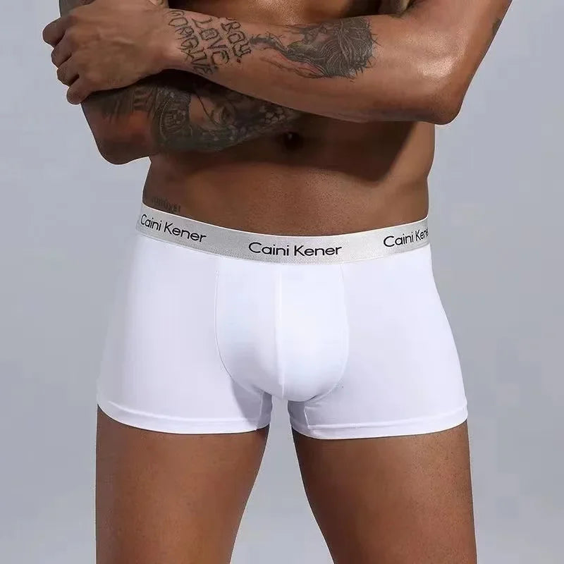 4Pcs/Lot Men's Underwear Fashion Boxer Solid Color Sexy Men's Boxer Shorts Comfortable Breathable Hip Lift Underwear for Men