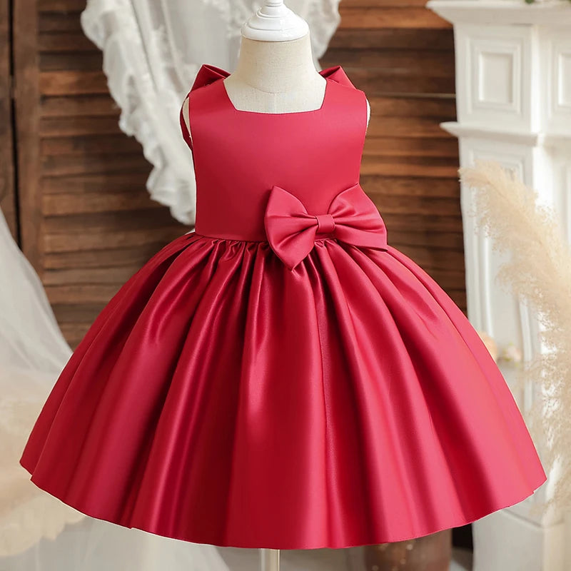 Flower Girl Dresses for Wedding Kids Lace Backless Tulle Tutu Princess Prom Party Clothes Baby 1st Birthday Baptism White Dress