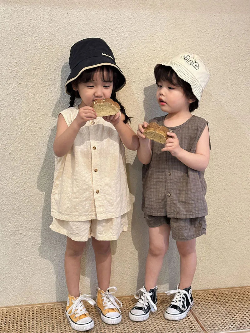MILANCEL Summer Kids Clothing Set Boys Vest And Shorts 2 Pcs Suit Casual Girls Clothes Set