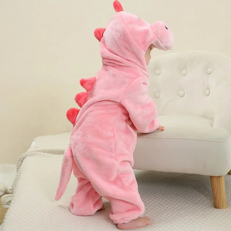 MICHLEY NEW Halloween Blue Dragon Baby Rompers Winter Costume Clothes Cartoon Jumpsuit Bodysuits Overall For Girl Boy Bebe 2-36M