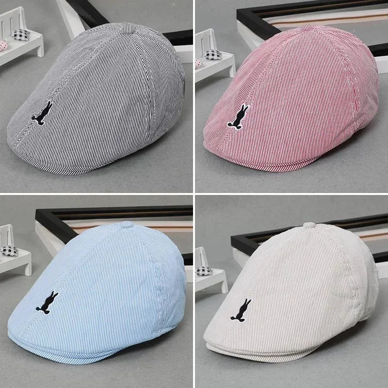 Hot Solid Color Children Berets Stripe Cotton Thin Fashion Simple Kids Hats & Caps Berretto Baby Caps for Boys Girls