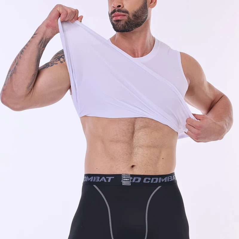 Men Compression Tank Top Slim Sleeveless Vest Breathable Quick Dry for Fitness Gym Sweat Cycling Active Tops