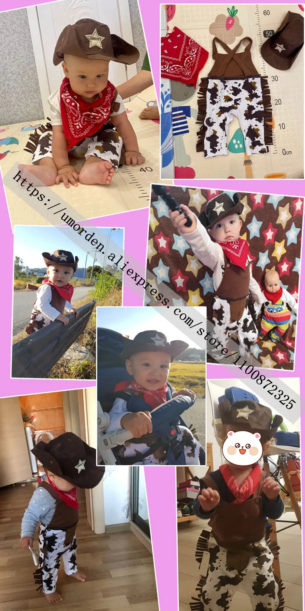 Umorden Cowboy Cow Boy Costume Rompers for Baby Boys Toddler Infant Halloween Christmas Birthday Party Cosplay Fancy Dress