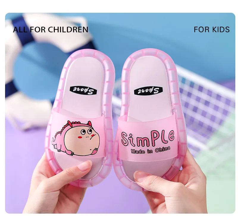 Children‘s Boys Girls Slippers Cartoon Animals Shoes Lighted Fashion Cute Shoes Bathroom Kids Gifts Toddler Slippers Flat Heels