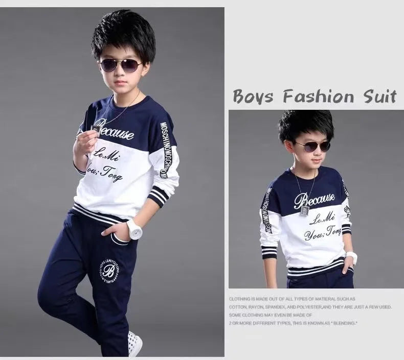 2024 New Boys Clothes Sport Suit Casual Sets Autumn Letter Children Winter Kids Tracksuit Spring + pants 5 6 7 8 9 10 11 12 year