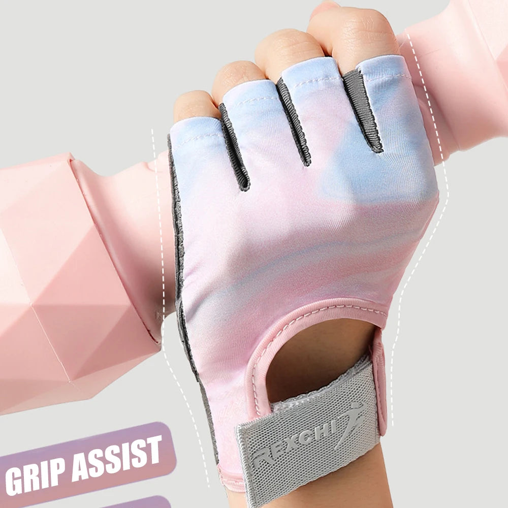 1Pair Workout Gloves Men Women Gym Lifting Fitness Climbing Exercises Work Out Wrist Belt Shock Absorb Foam Pad Palm Crossfit