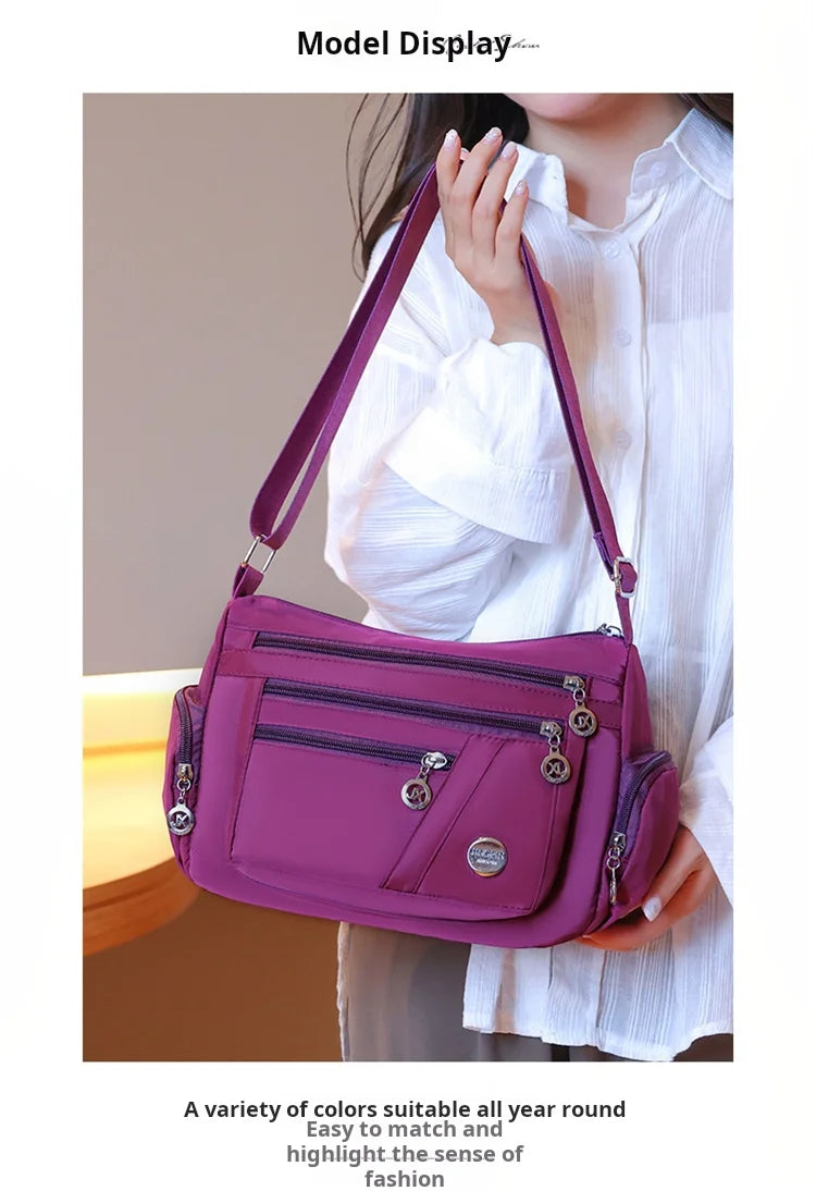 Bag Women's Large Capacity Shoulder Bag Waterproof and Wear Resistant Multi Pocket Commuter Leisure Outdoor Crossbody Bag
