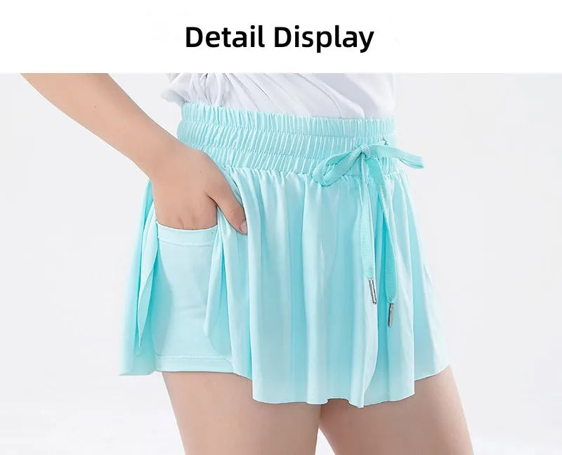 3-15 Years Girls Flowy Shorts Butterfly Shorts With Pocket 2-in-1 Athletic Running Shorts For Kids Active Workout Sports Tennis