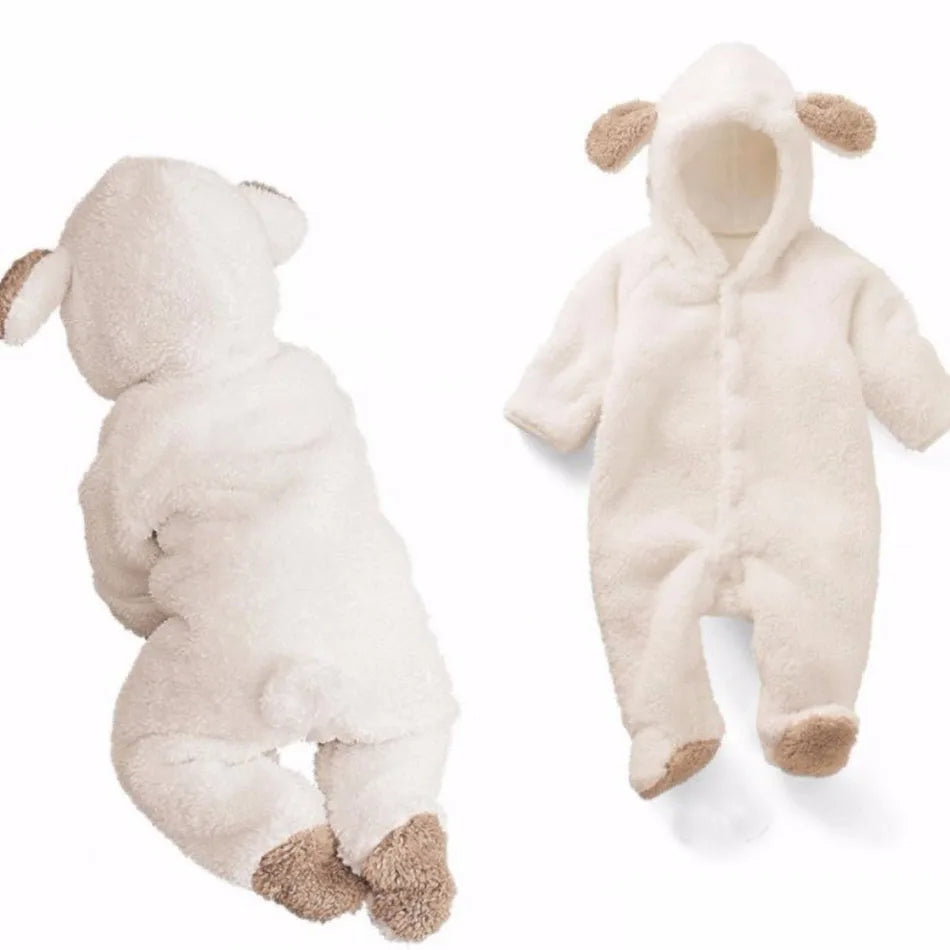 Autumn Winter Baby Rompers Baby Girl Boy Clothes Fleece Animal Bear Bunny Sheep Newborn Jumpsuits Infant Halloween Costume 0-12M