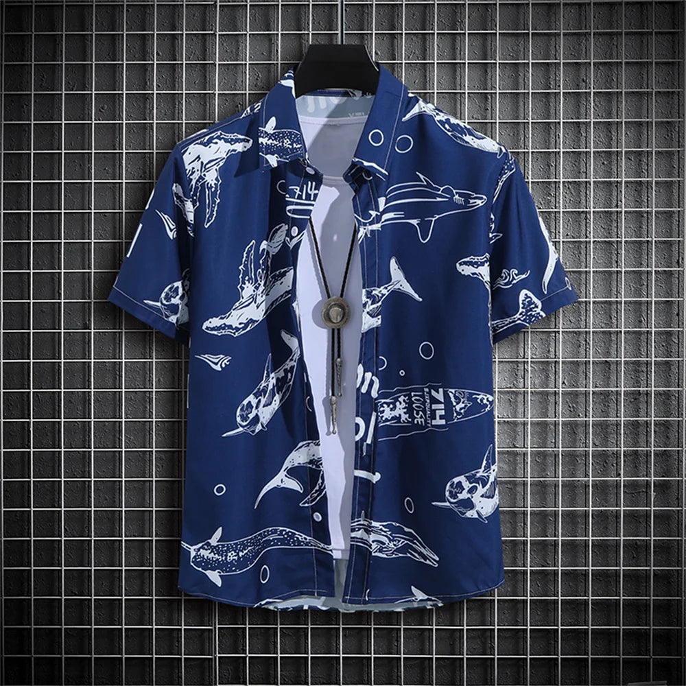 Stripe Men's Shirt Flower 2025 3d Print Shirt Casual Short-sleeved Tops Beach Party Shirts Man Hawaiian Shirt Male Clothes Loose