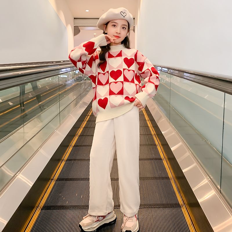 Girls Sweater Thickened Autumn Winter New Children's Fashion Knitted Top Christmas Winter Clothes for Girls 4 10 12 14 Years Old