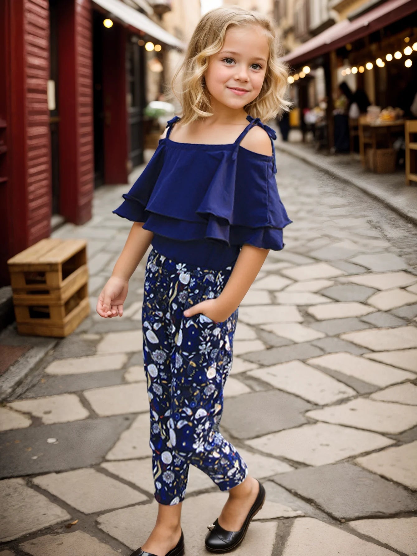 Summer Teen Girls Flower Chiffon Clothing Set Children Off Shoulder tops Floral Pants Kids Outfits Girl Clothes For 8 12 14Years