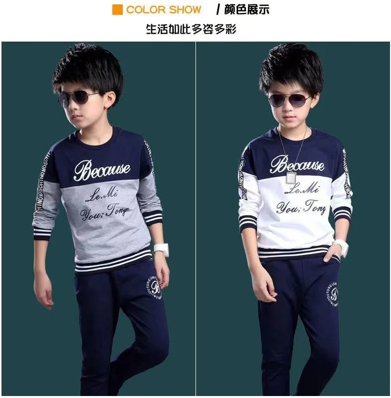 2024 New Boys Clothes Sport Suit Casual Sets Autumn Letter Children Winter Kids Tracksuit Spring + pants 5 6 7 8 9 10 11 12 year
