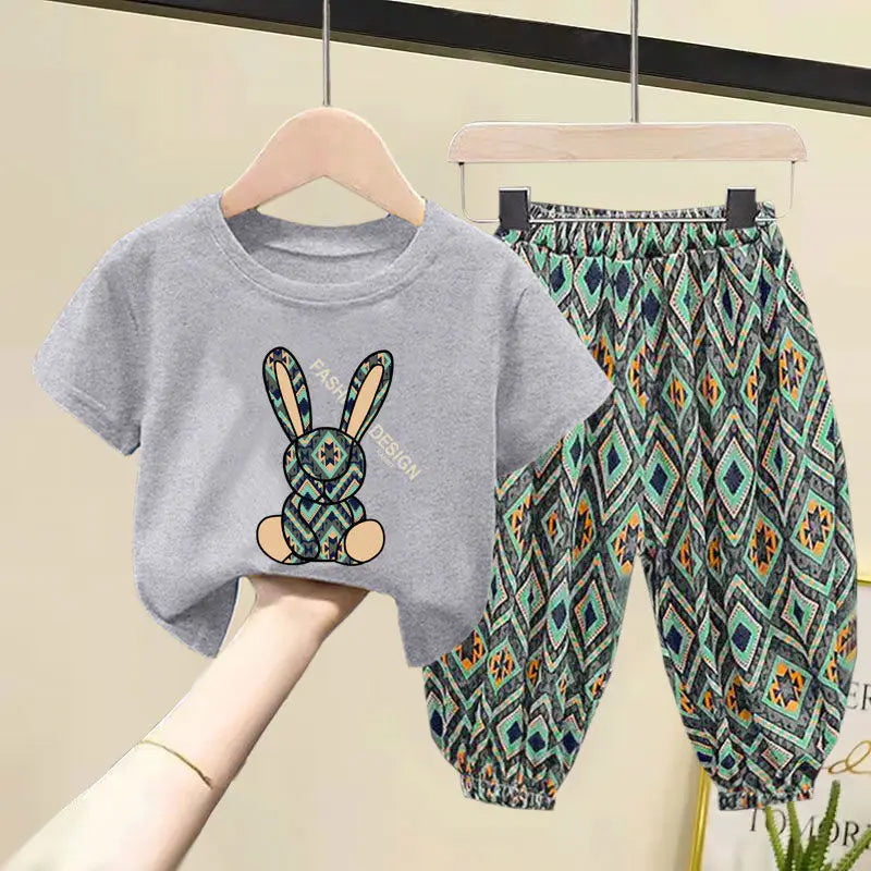 Girl Clothing Set Mother Kids Clothes Children's Sets New Summer Boys Girls Cotton T-shirt Baby 2pcs Short Sleeves Trousers Suit