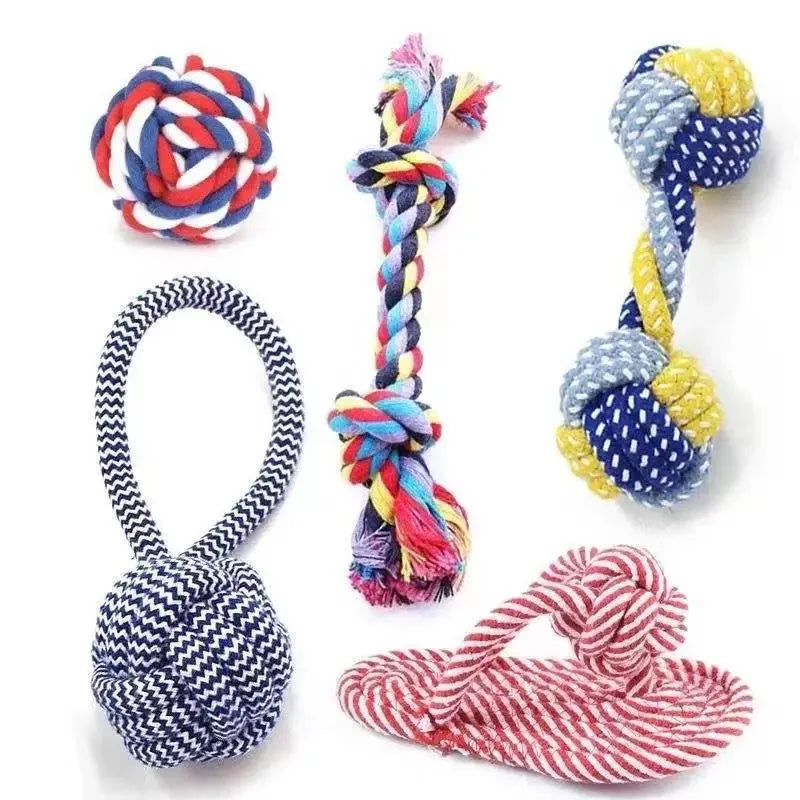 Dog Toy Carrot Knot Rope Ball Cotton Rope Dumbbell Puppy Cleaning Teeth Chew Toy Durable Braided Bite Resistant Pet Supplies