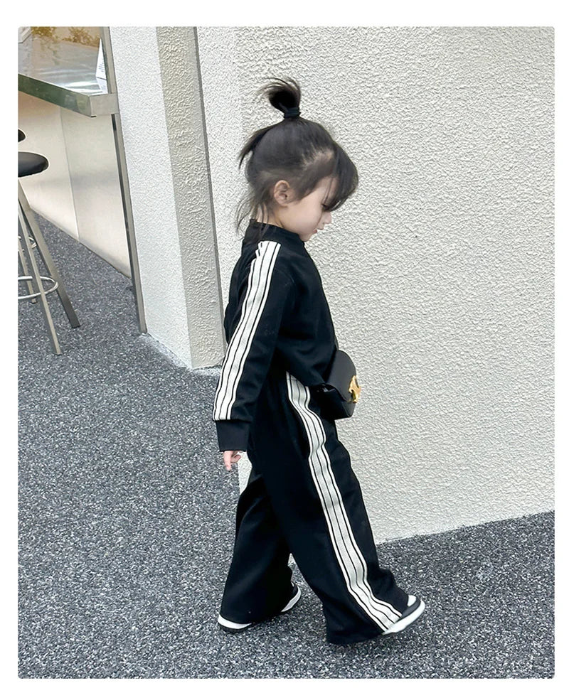 Girls Fashion Sets 2024 New Spring Autumn Sports Casual Suits Kids Long-sleeved Jacket+Pants 2Pcs Outfits Children Trend Clothes