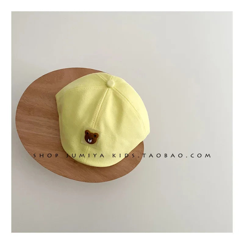 Hot Solid Color Children Berets Stripe Cotton Thin Fashion Simple Kids Hats & Caps Berretto Baby Caps for Boys Girls