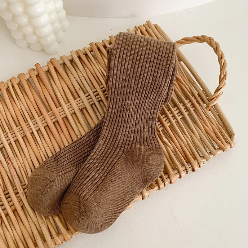 Baby Boys Girls School Student Uniform Pantyhose Pants Striped Leggings Tights Solid Stretch Kids Children Knitting Trousers