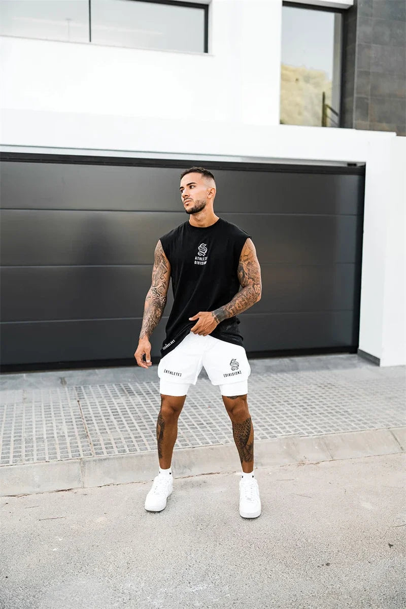 NEW 2 IN 1 Sport Running Casual Breathable Shorts Men Double-deck Jogging Quick Dry GYM Shorts Fitness Workout Men Shorts