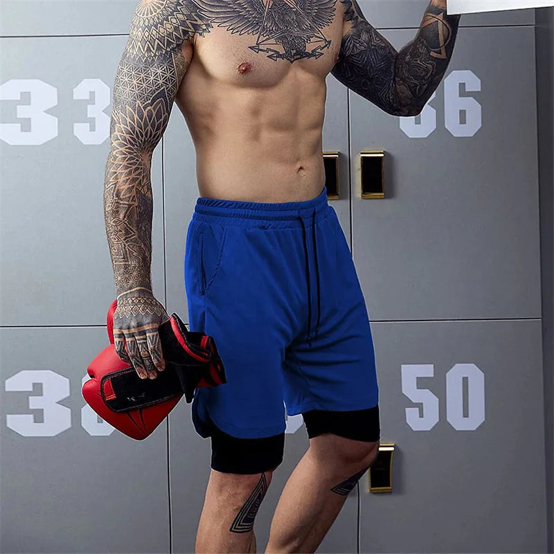 Men's Multi-Pocket Shorts Fitness Sports Shorts Casual Beach Workout Lined Tight Shorts Daily Style