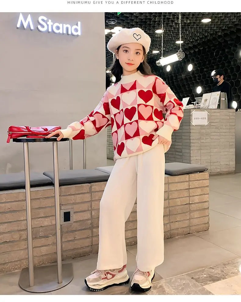 Girls Sweater Thickened Autumn Winter New Children's Fashion Knitted Top Christmas Winter Clothes for Girls 4 10 12 14 Years Old