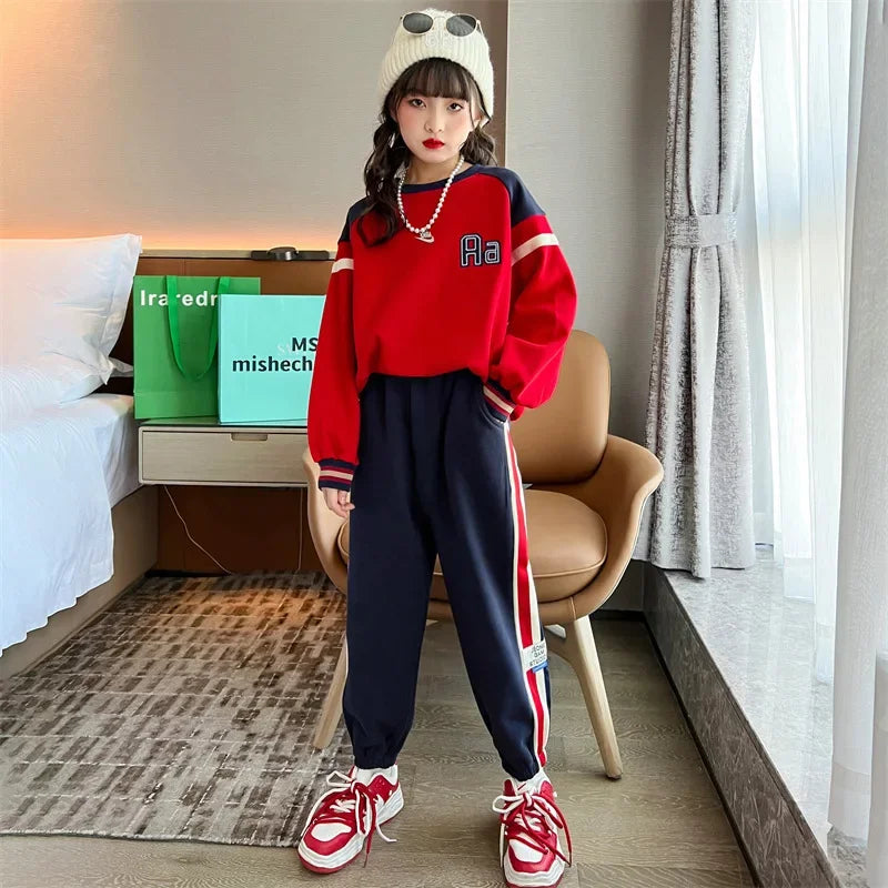 Stylish Children's Spring Suit 2024 New Arrival Sporty Two-piece Set For Girls Autumn Season Clothes Popular Among Kids