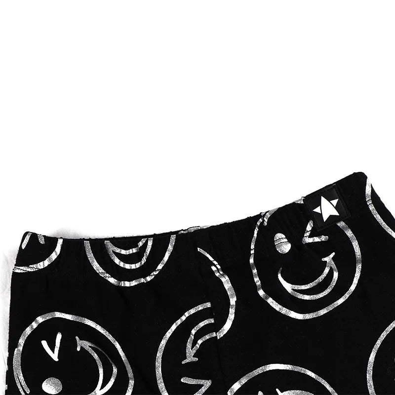 AA-kids boy summer spring fashion clothes 2pcs set cotton long sleeve and short sleeve 2pcs clothes set smile print black set