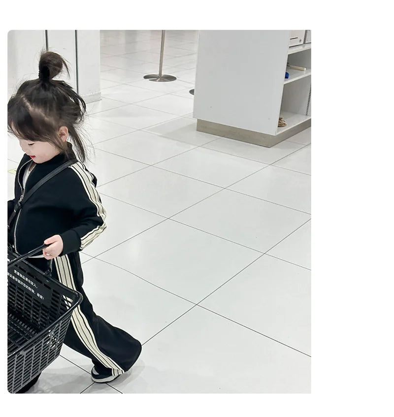 Girls Fashion Sets 2024 New Spring Autumn Sports Casual Suits Kids Long-sleeved Jacket+Pants 2Pcs Outfits Children Trend Clothes
