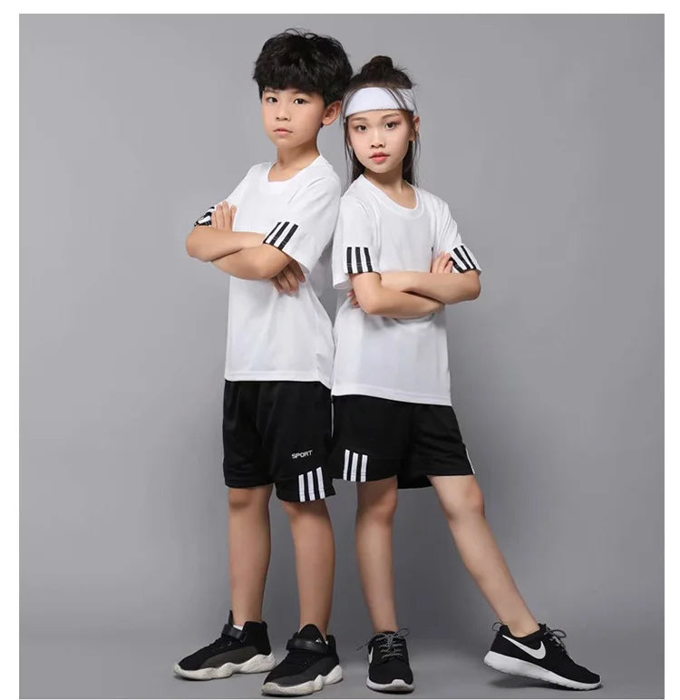 Children Boy & Girl Quick Dry Badminton Clothes Uniform Kid Tennis Jerseys Short Sleeve Tshirt Top and Shorts 2pcs Tracksuit