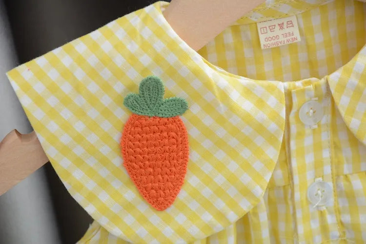Summer Clothing Sets Baby Girl Cute Fruit Cotton Girls Plaid Sweet Princess 2pcs Suit Children's Clothing Kids Vestidos