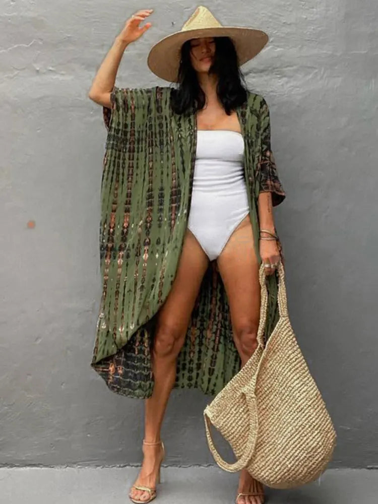 Embroidery Kaftan Beach Tunic Beach Cover up Saida de Praia Swimsuit Women Bikini cover up Pareo Sarong Beachwear Q882