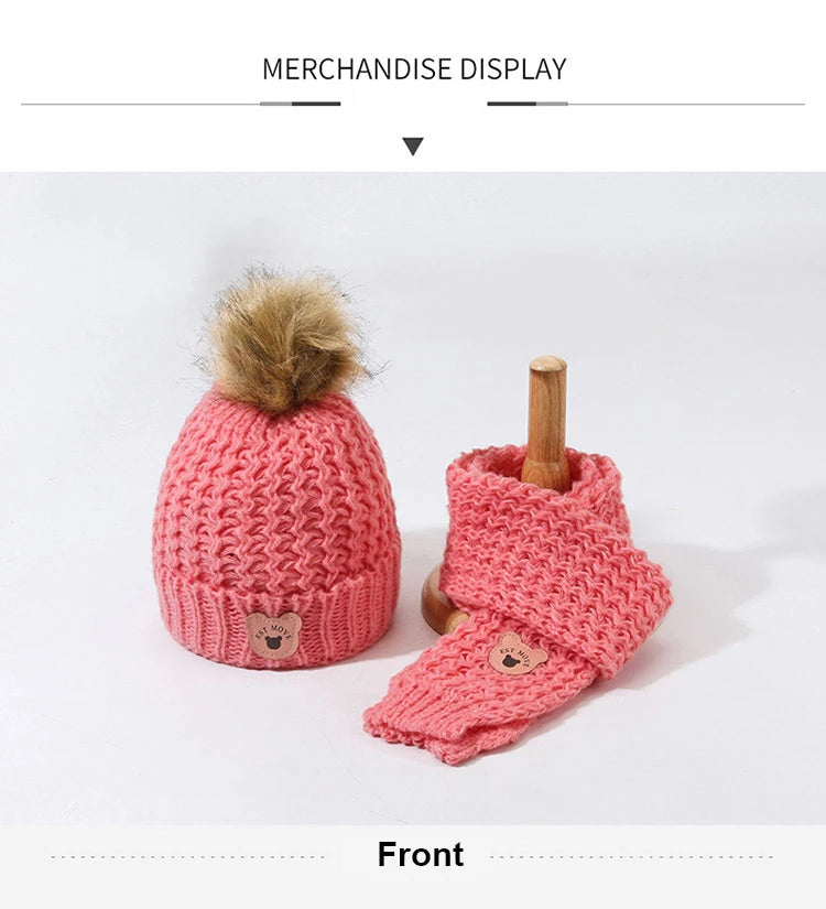 3Pcs Kids Hat Scarf and Snow Gloves Set Winter Knit Warm Soft Outdoor for Boys Girls and Toddlers