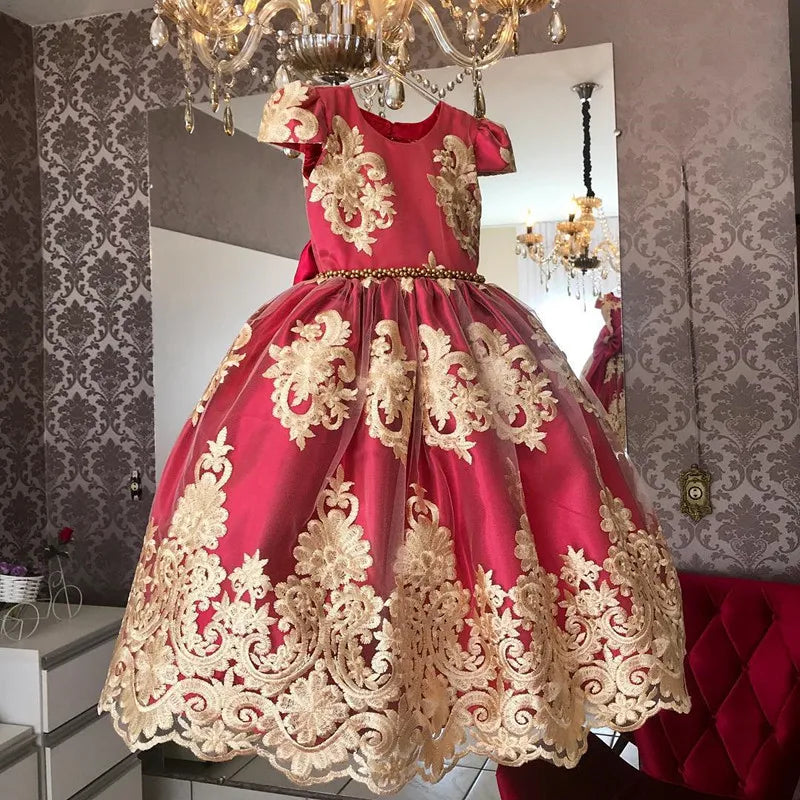 Snow White Princess Flower Dress for Baby Girls Kids Birthday Formal Gala Costumes Baby Girls Christmas Luxury Backless Clothes