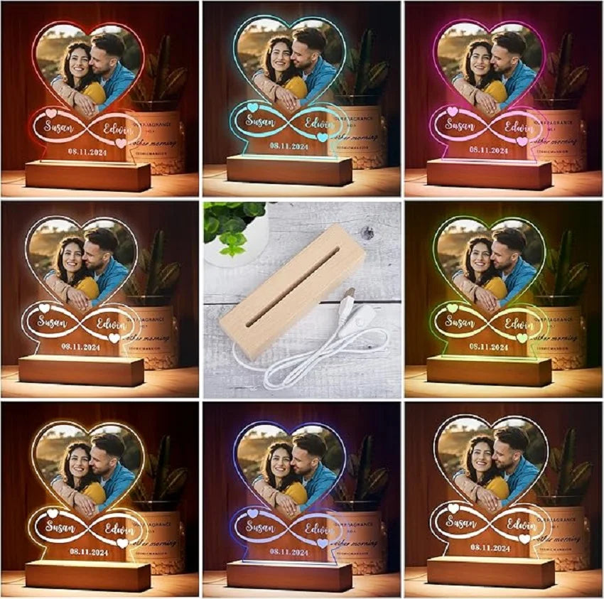 7 Colors Personalized Anniversary Couples Gifts Acrylic Heart Plaque With Photo Custom Valentine's Day Frame Birthday Gifts