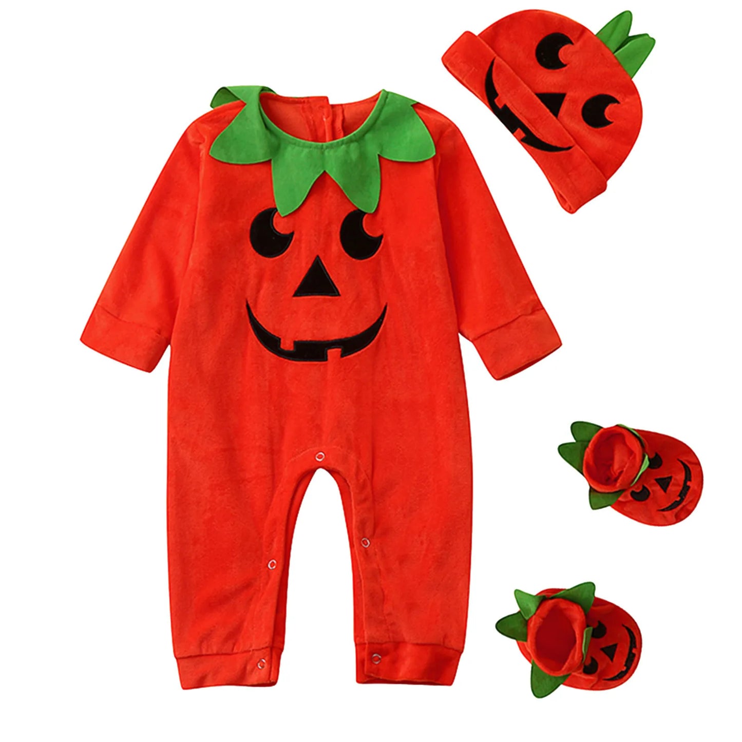 0-3 Years Halloween Costume for Infant Boys Girls Sleeveless Hood Jumpsuit Baby Party Cosplay Pumpkin Warm Soft Cotton Clothing