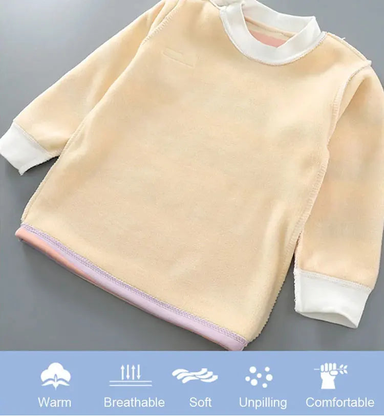 Thicken Warm Plush Children Sets Kids Clothes Boy Girl Underwear Suits Autumn Winter Children Clothinng Tops Hight Waist Pants