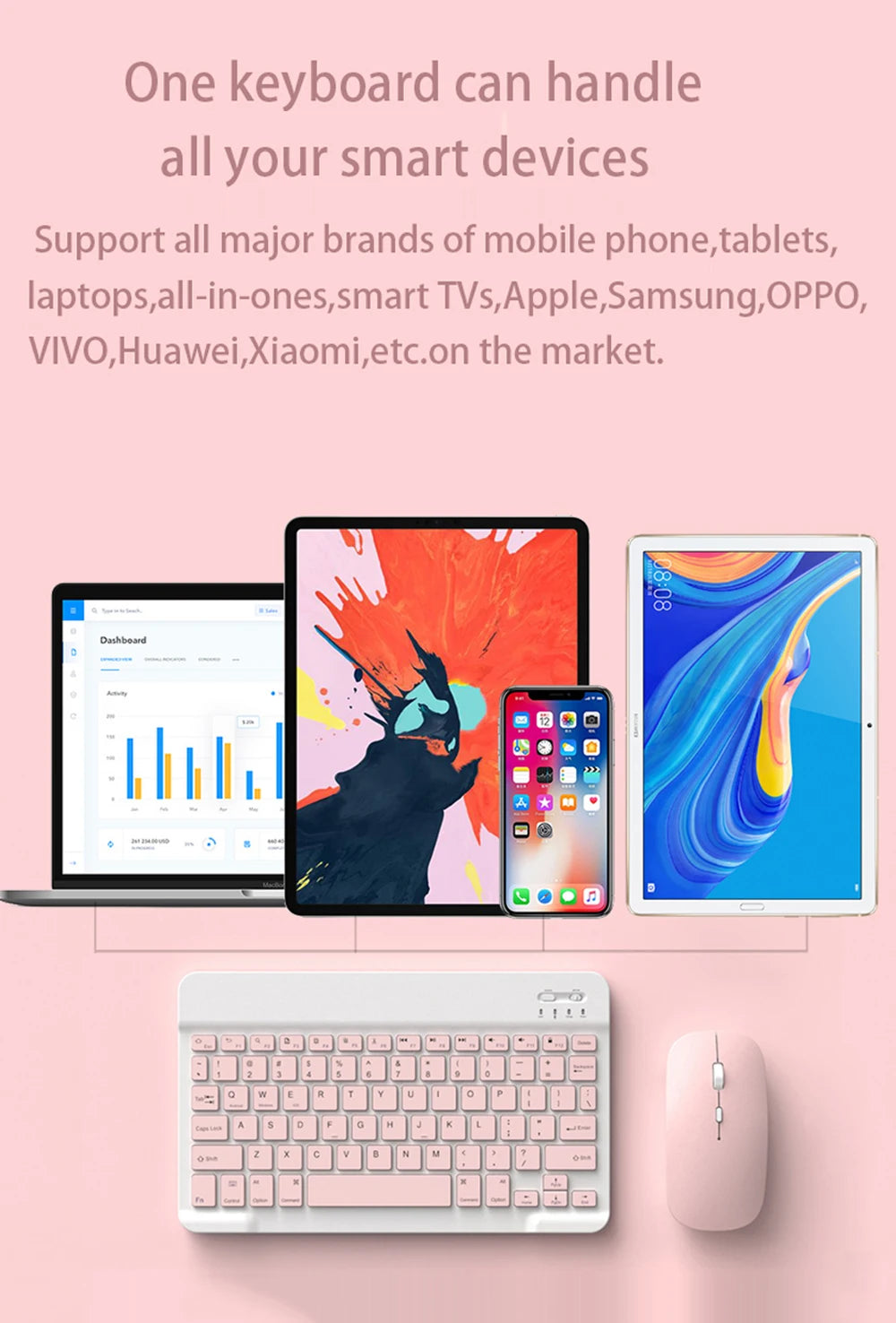 Wireless Bluetooth Keyboard and Mouse for iPad Samsung Huawei Xiaomi Tablet Laptop Smartphone Mini Keyboards Android IOS Windows