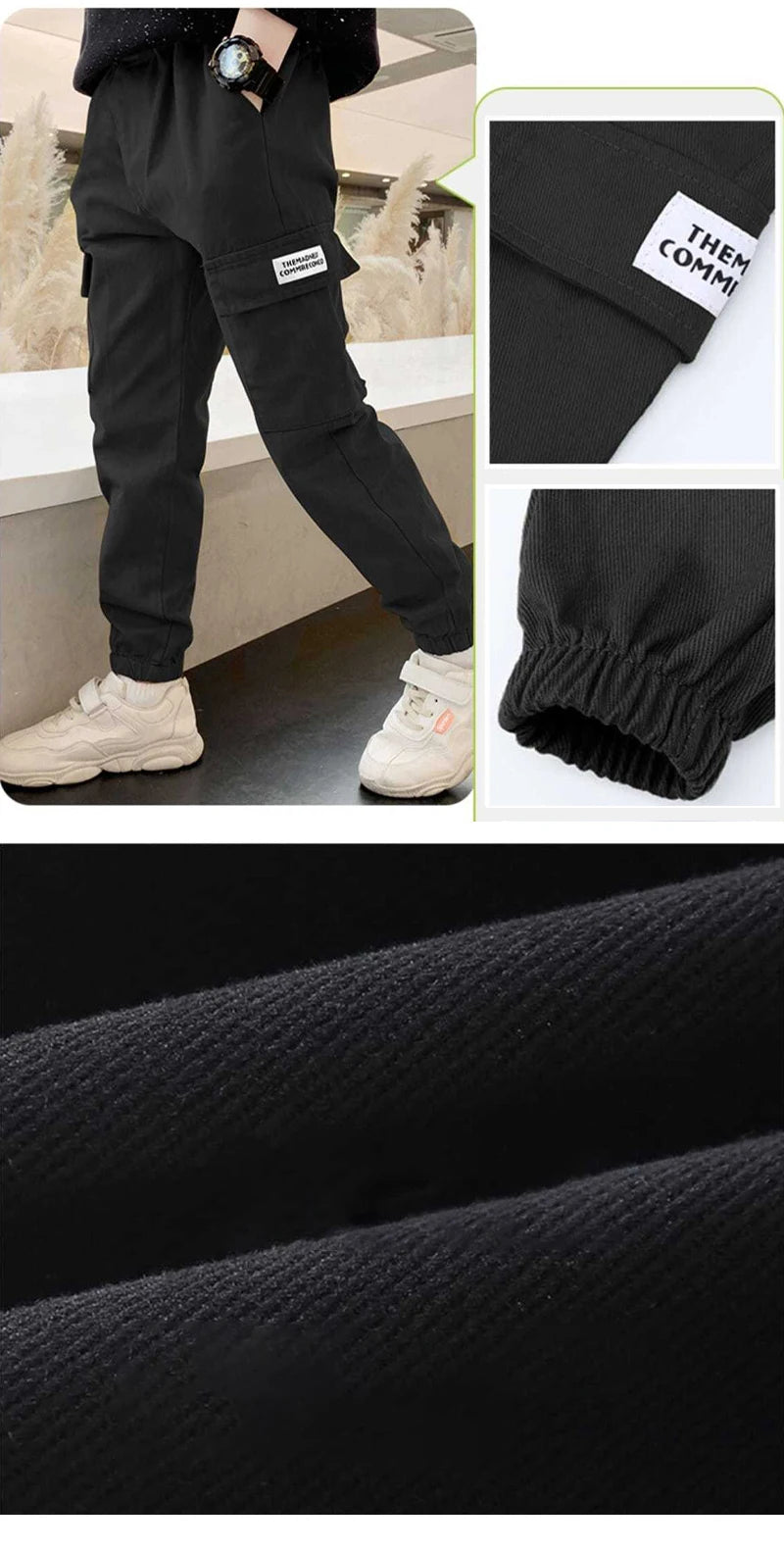 Boys Cargo Pants Spring Autumn Thick Boys Trousers Casual Kids Sport Pants Teenage Children Clothes For 4-11Year