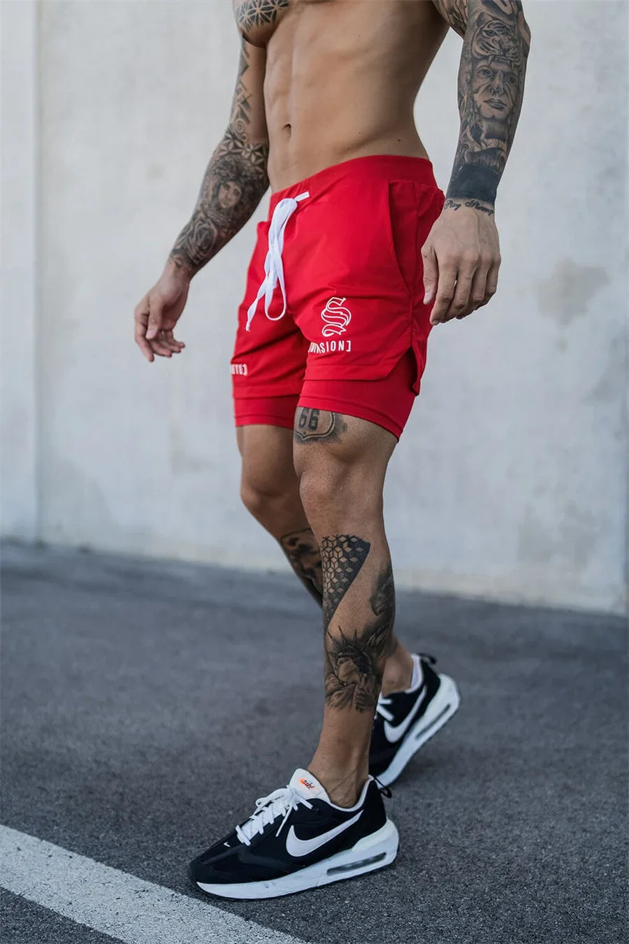 NEW 2 IN 1 Sport Running Casual Breathable Shorts Men Double-deck Jogging Quick Dry GYM Shorts Fitness Workout Men Shorts