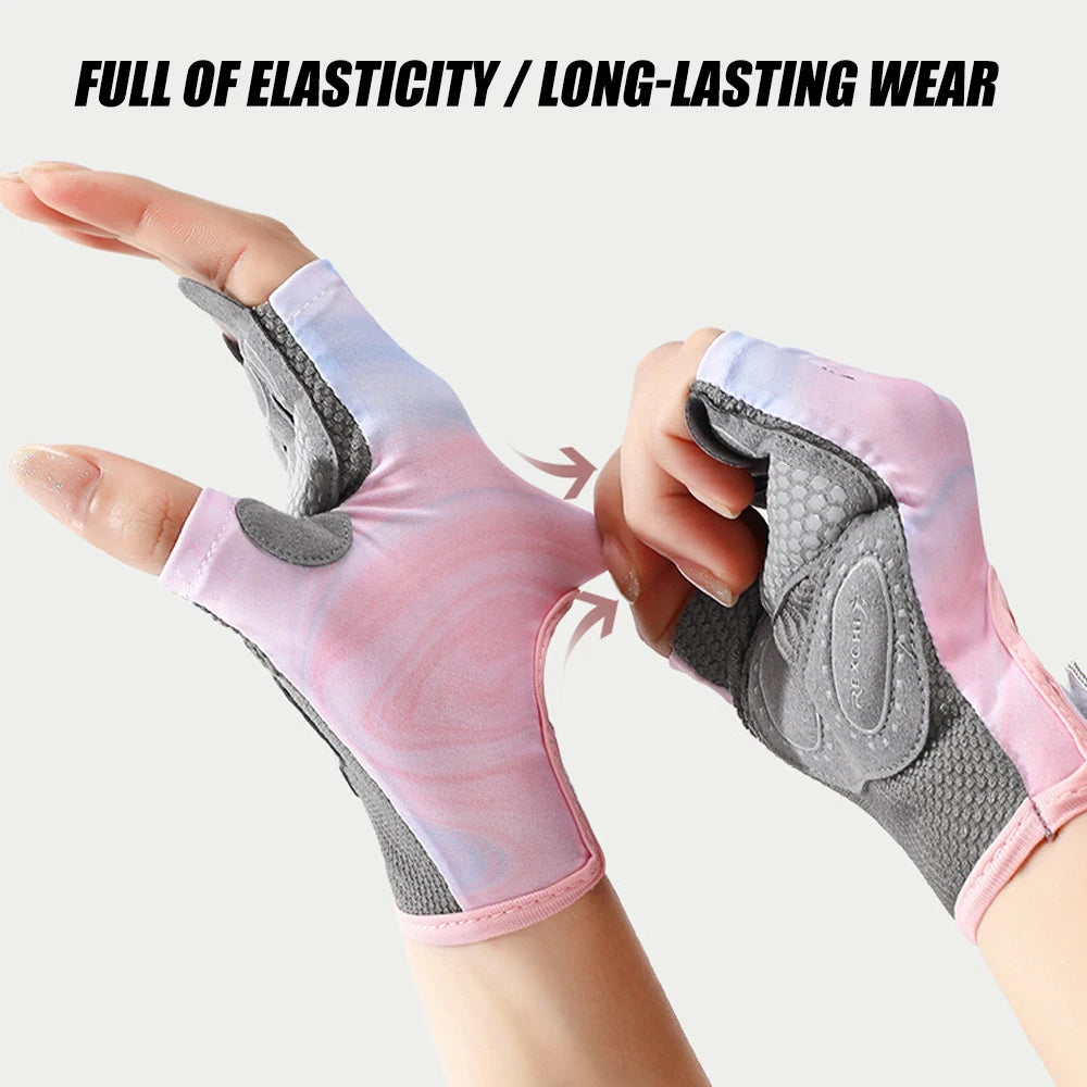 1Pair Workout Gloves Men Women Gym Lifting Fitness Climbing Exercises Work Out Wrist Belt Shock Absorb Foam Pad Palm Crossfit