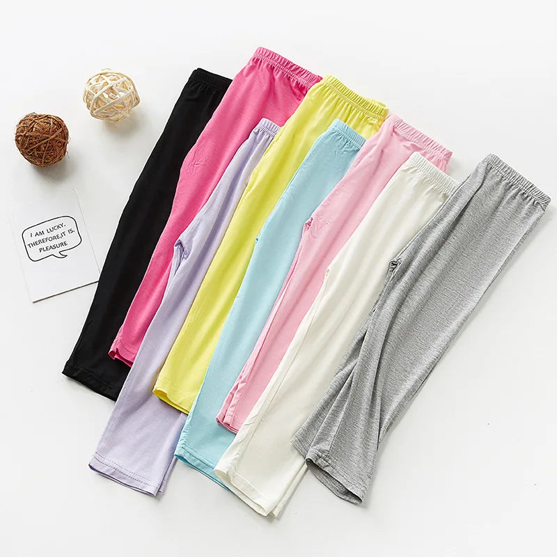 Summer Clothes Baby Girl Pants Children Cropped Pants Candy Color Calf-Length Girls Leggings Skinny Kids Trousers 2-12 Yrs