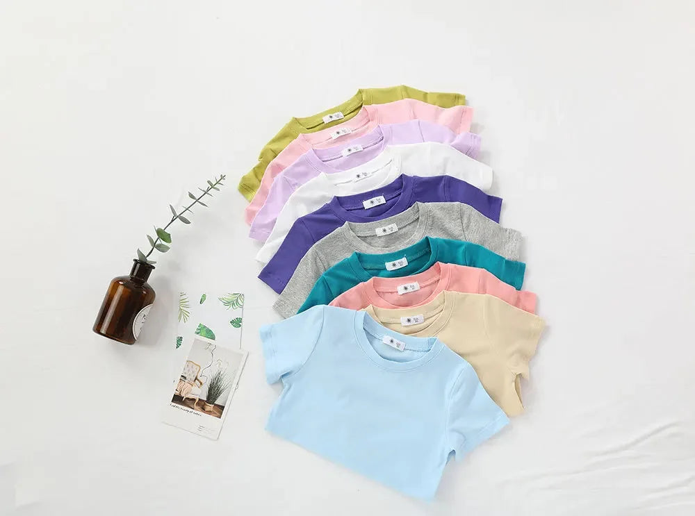 2-7T Toddler Kid Tshirt Summer Cotton Baby Boy Girls Clothes Short Sleeve Tee Top Casual Infant T Shirt Childrens Outfit