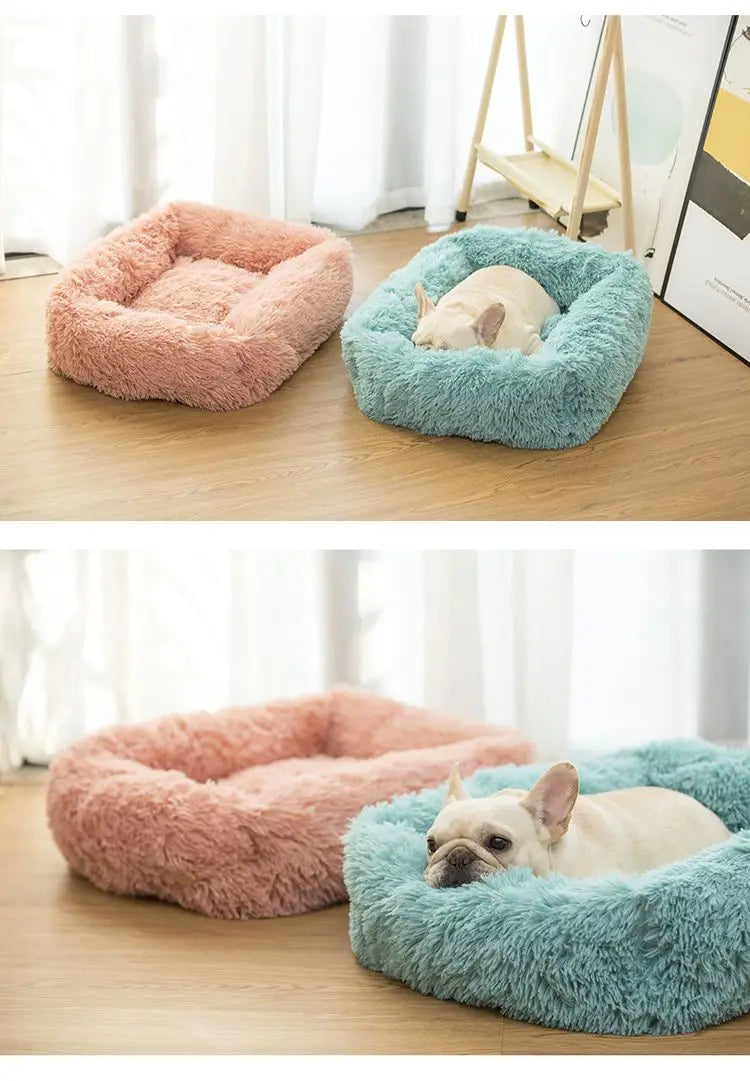 Rectangle Plush Dog Bed Winter Warm Mat Small Medium Big Pet Cat Dog Bed Kennel Puppy Sofacama Cat Cushion Pets Sofa Accessories