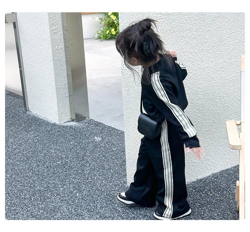 Girls Fashion Sets 2024 New Spring Autumn Sports Casual Suits Kids Long-sleeved Jacket+Pants 2Pcs Outfits Children Trend Clothes